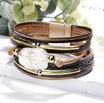 Fesciory Leather Wrap Bracelets for Women, Boho Leopard Multi-Layer Crystal Beads Cuff Bracelet Jewelry - Image 4